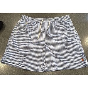 Polo Ralph Lauren Blue Gingham Check XLT Preppy‎ Swim Trunks